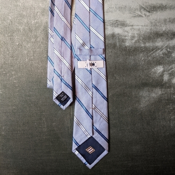 JOSEPH Abboud Silk and Linen Blue Striped Tie - Picture 5 of 5